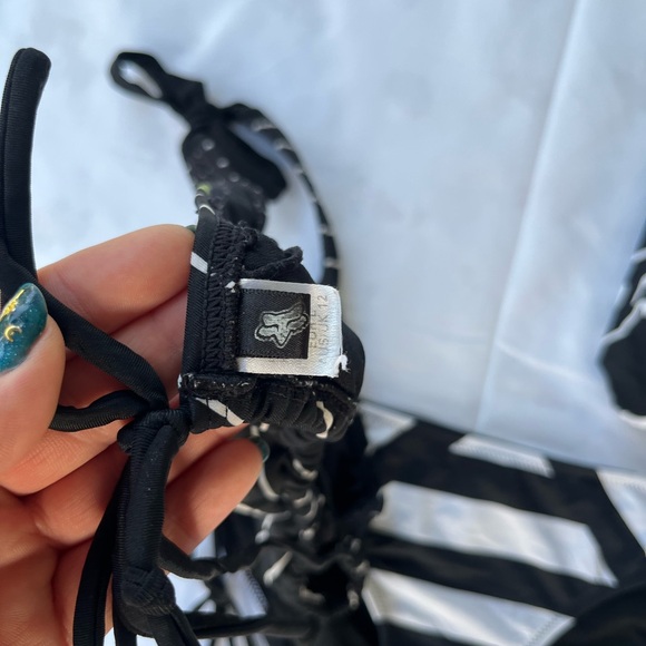 Fox Y2K Monochrome Striped Bikini with Logo - Picture 9 of 12